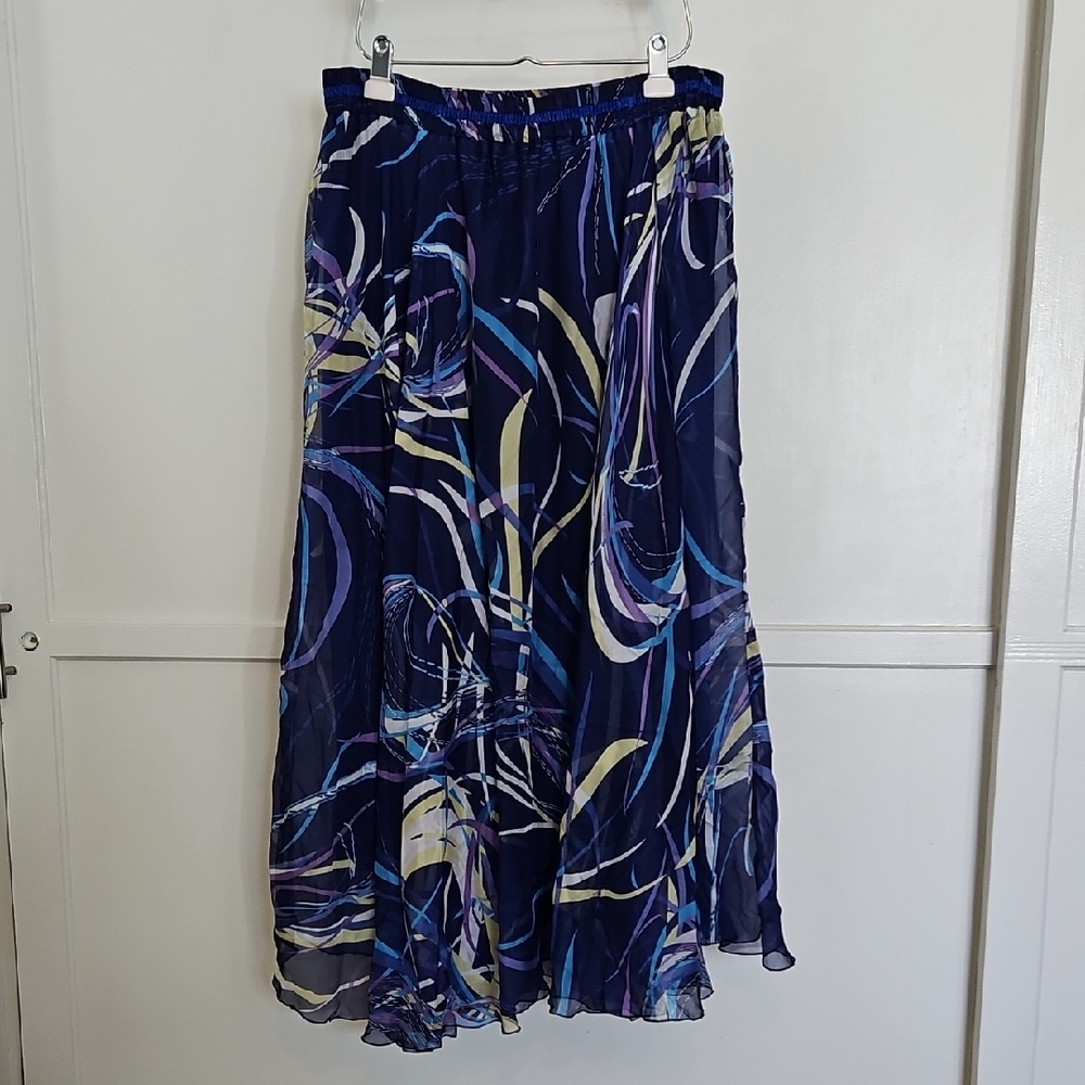 Multicolor Blue Maxi Skirt